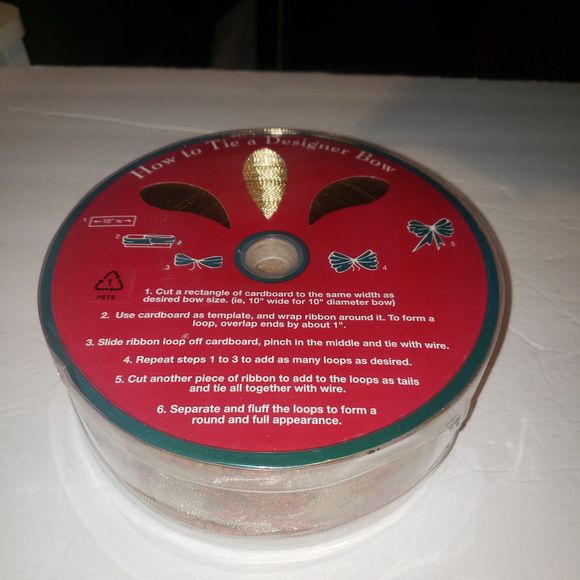 55 Yards of Wired Ribbon - Gold with Copper Orange Autumn Leaves NEW - Picture 2 of 4